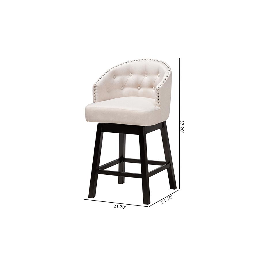 Espresso Brown Finished Wood 2-Piece Swivel Counter Stool Set. Picture 9