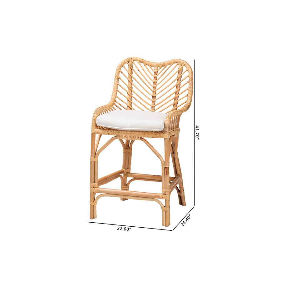 bali & pari Arween Modern Bohemian Natural Brown Rattan Counter Stool. Picture 10