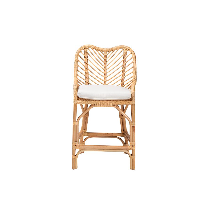 bali & pari Arween Modern Bohemian Natural Brown Rattan Counter Stool. Picture 2