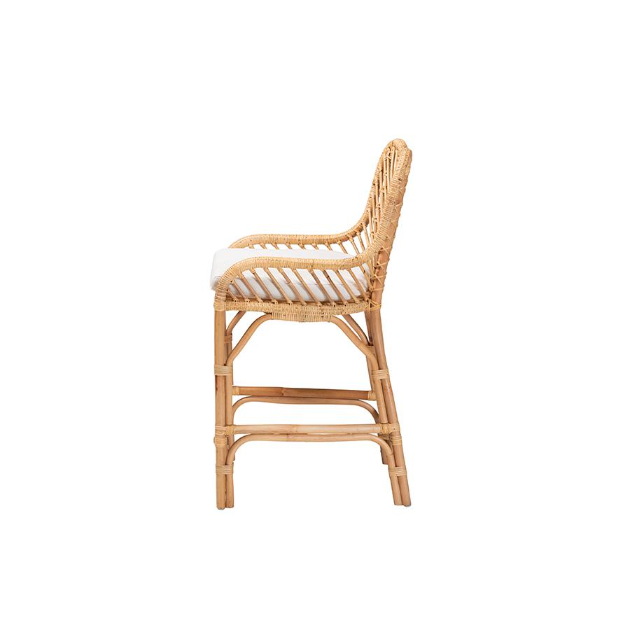 bali & pari Arween Modern Bohemian Natural Brown Rattan Counter Stool. Picture 3