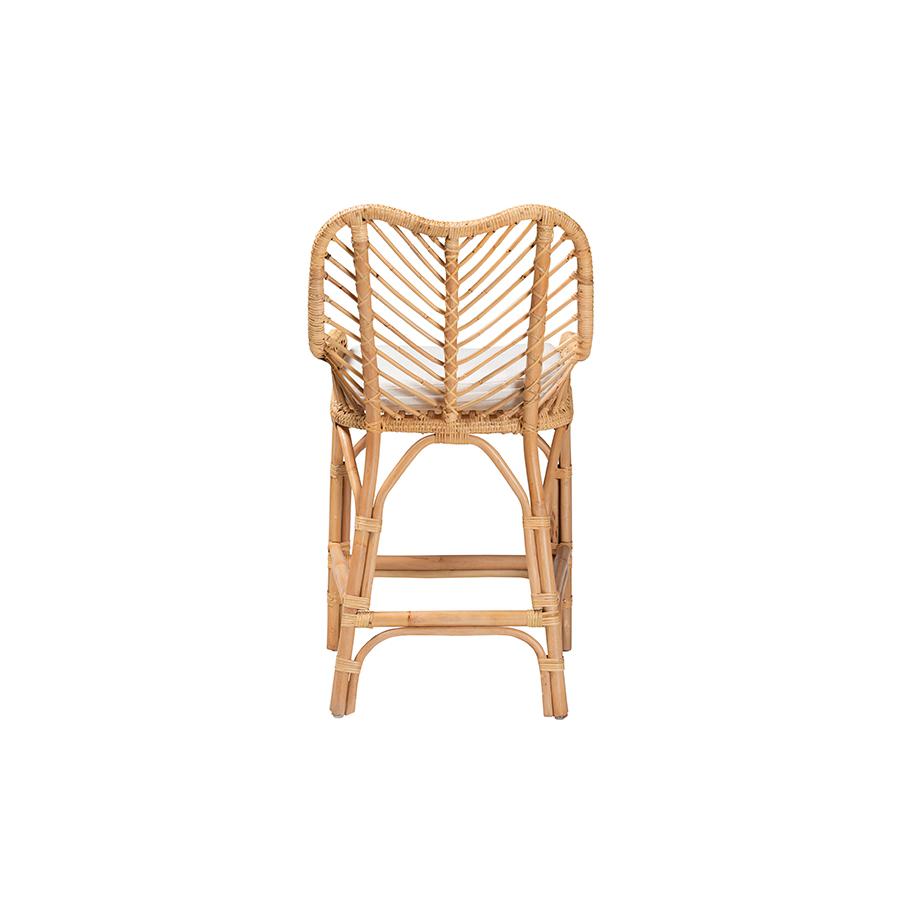 bali & pari Arween Modern Bohemian Natural Brown Rattan Counter Stool. Picture 4
