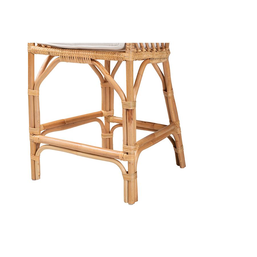 bali & pari Arween Modern Bohemian Natural Brown Rattan Counter Stool. Picture 6