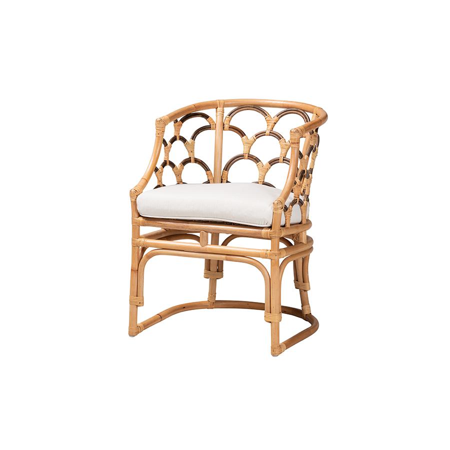 bali & pari Aster Modern Bohemian Natural Brown Rattan Armchair. Picture 1
