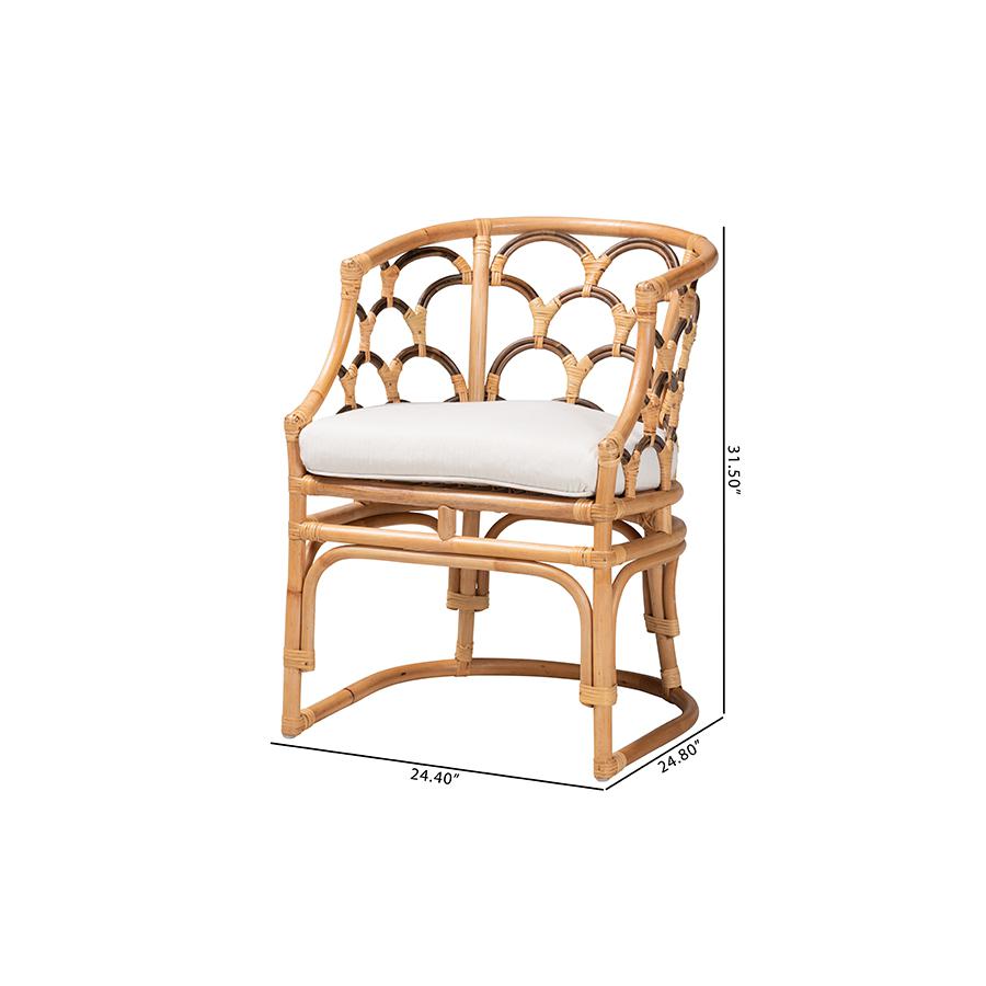 bali & pari Aster Modern Bohemian Natural Brown Rattan Armchair. Picture 10