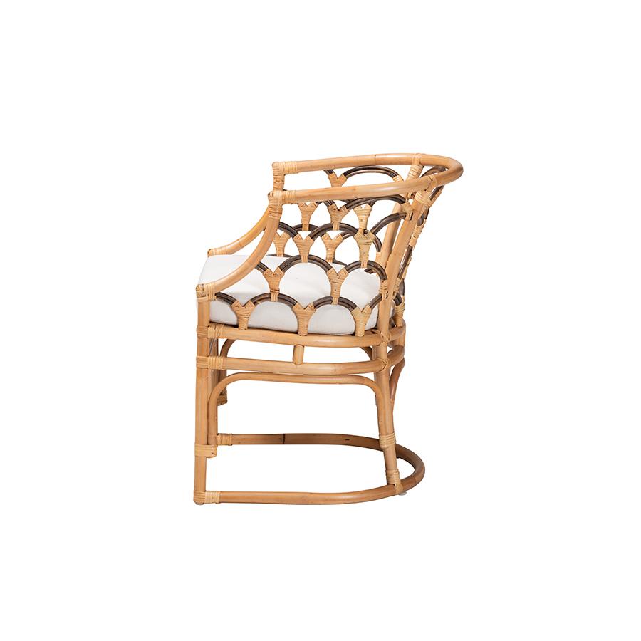 bali & pari Aster Modern Bohemian Natural Brown Rattan Armchair. Picture 3