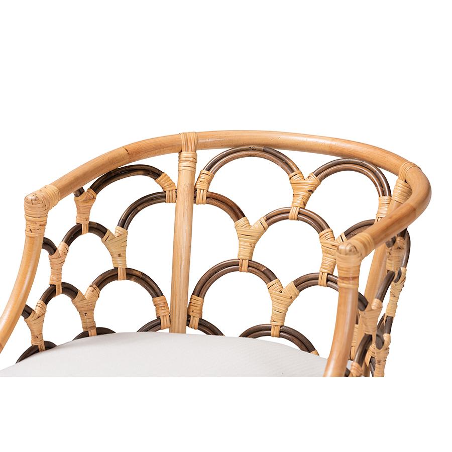 bali & pari Aster Modern Bohemian Natural Brown Rattan Armchair. Picture 5