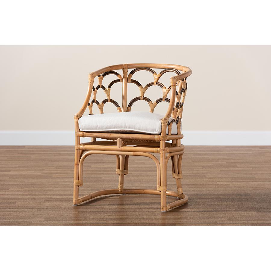 bali & pari Aster Modern Bohemian Natural Brown Rattan Armchair. Picture 9