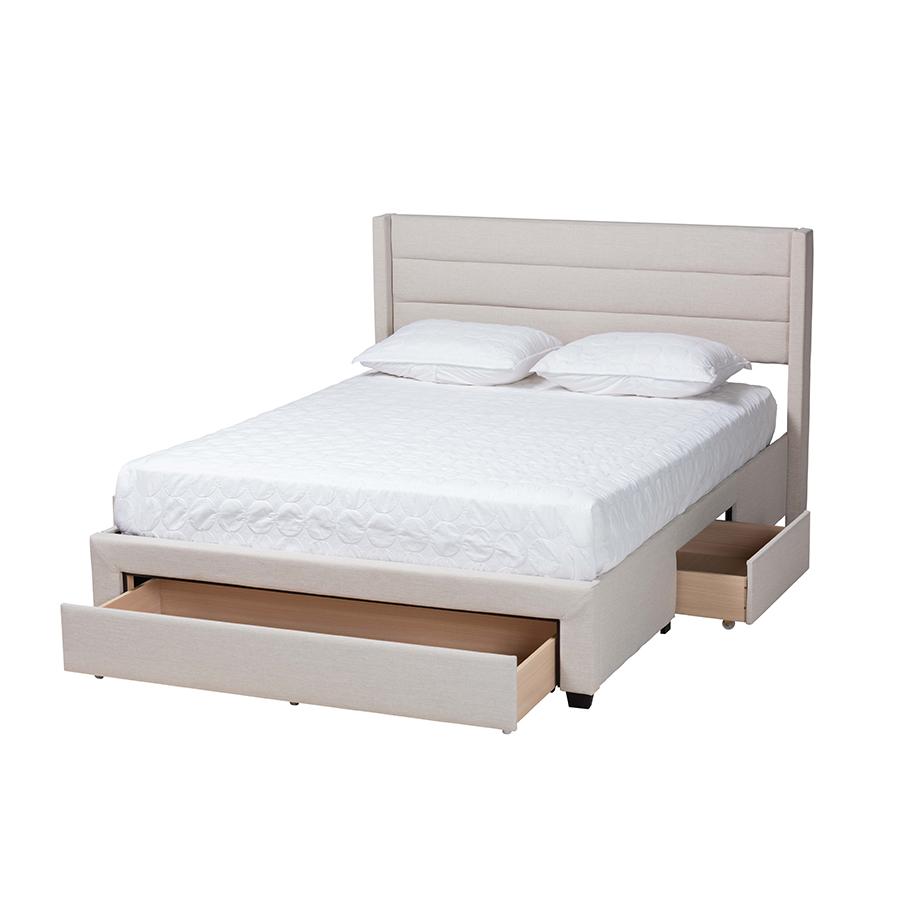 Dark Brown Finished Wood Full Size 3-Drawer Storage Platform Bed. Picture 2