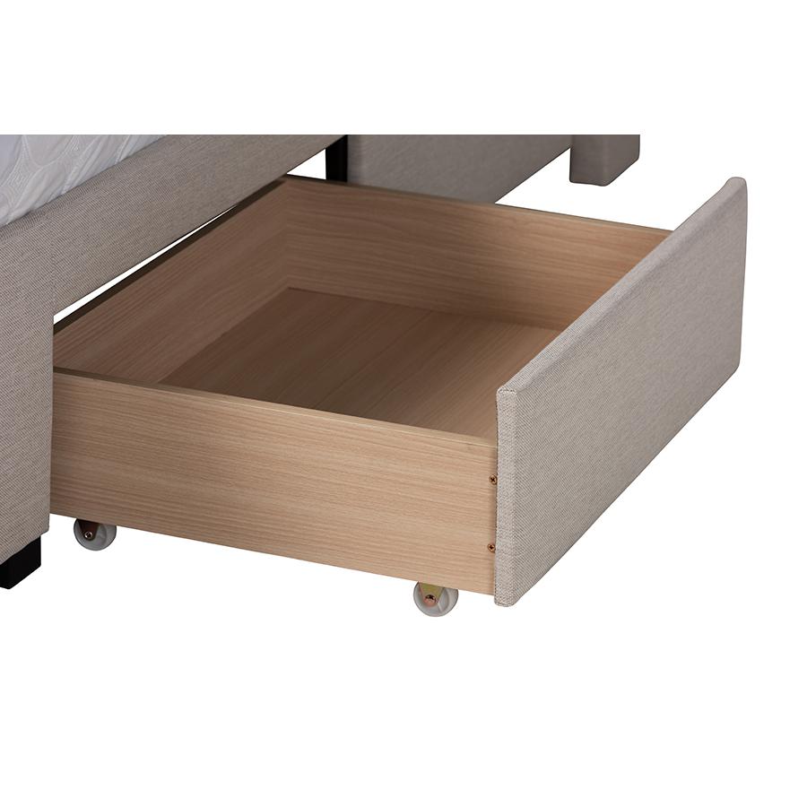 Transitional Beige Fabric Full Size 3-Drawer Storage Platform Bed. Picture 7