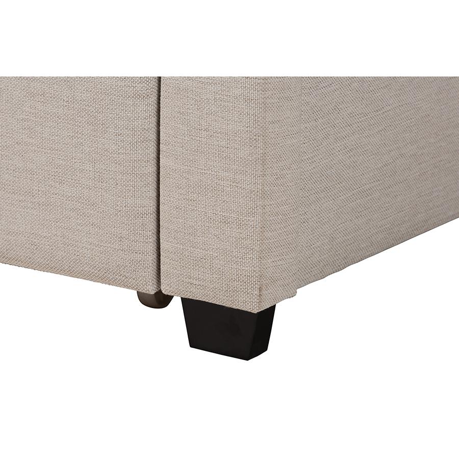 Transitional Beige Fabric Full Size 3-Drawer Storage Platform Bed. Picture 8