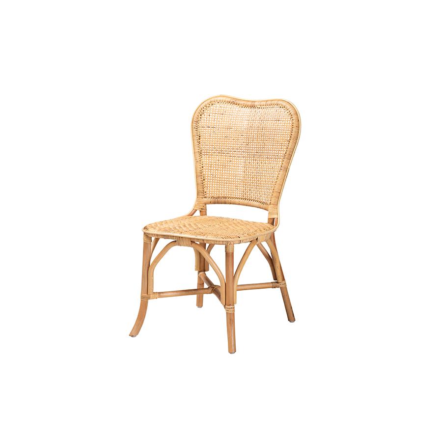bali & pari Irene Modern Bohemian Natural Rattan Dining Chair. Picture 1