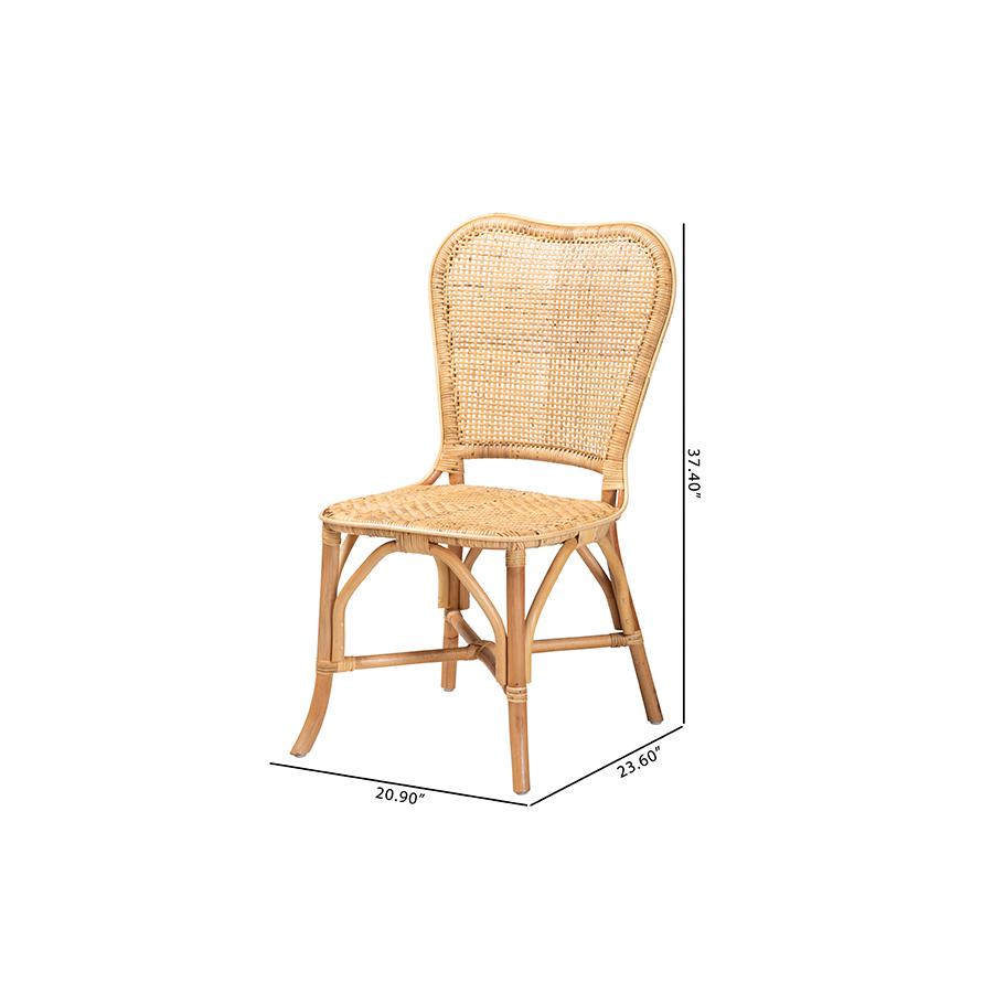 bali & pari Irene Modern Bohemian Natural Rattan Dining Chair. Picture 10