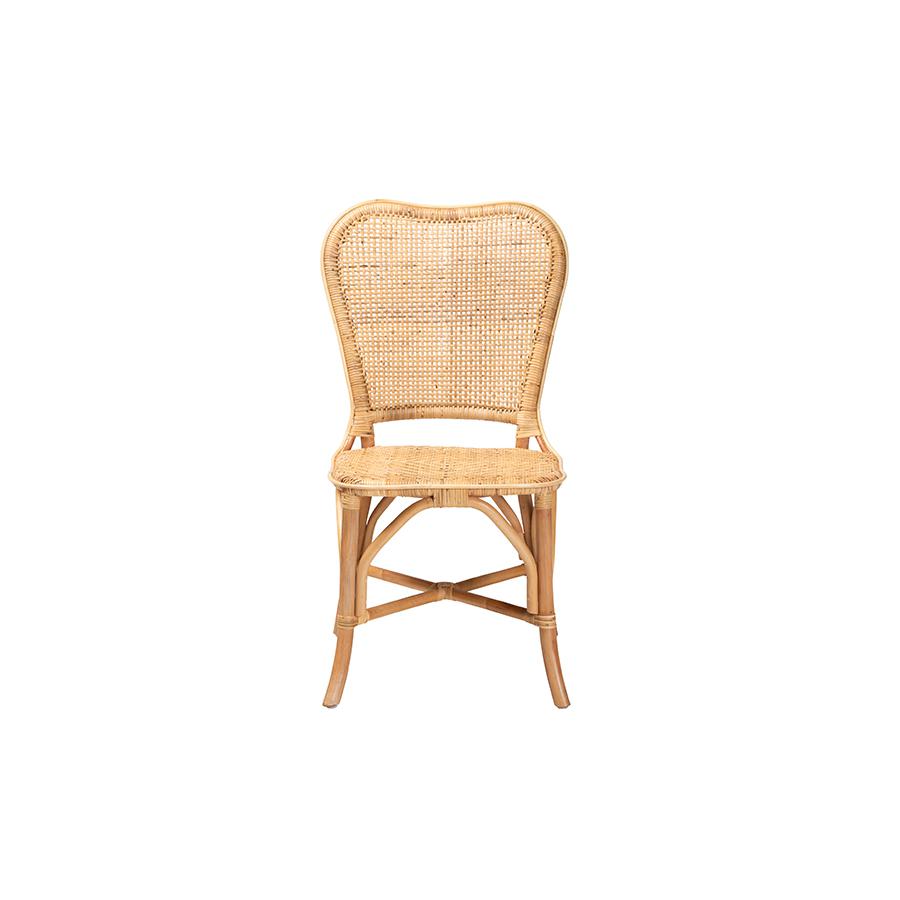 bali & pari Irene Modern Bohemian Natural Rattan Dining Chair. Picture 2