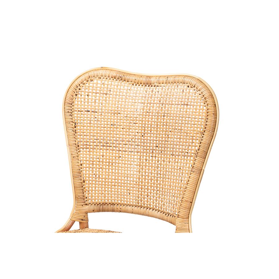 bali & pari Irene Modern Bohemian Natural Rattan Dining Chair. Picture 5