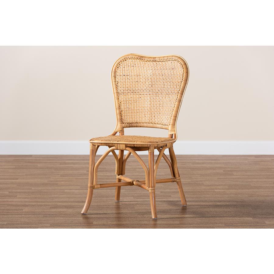 bali & pari Irene Modern Bohemian Natural Rattan Dining Chair. Picture 9