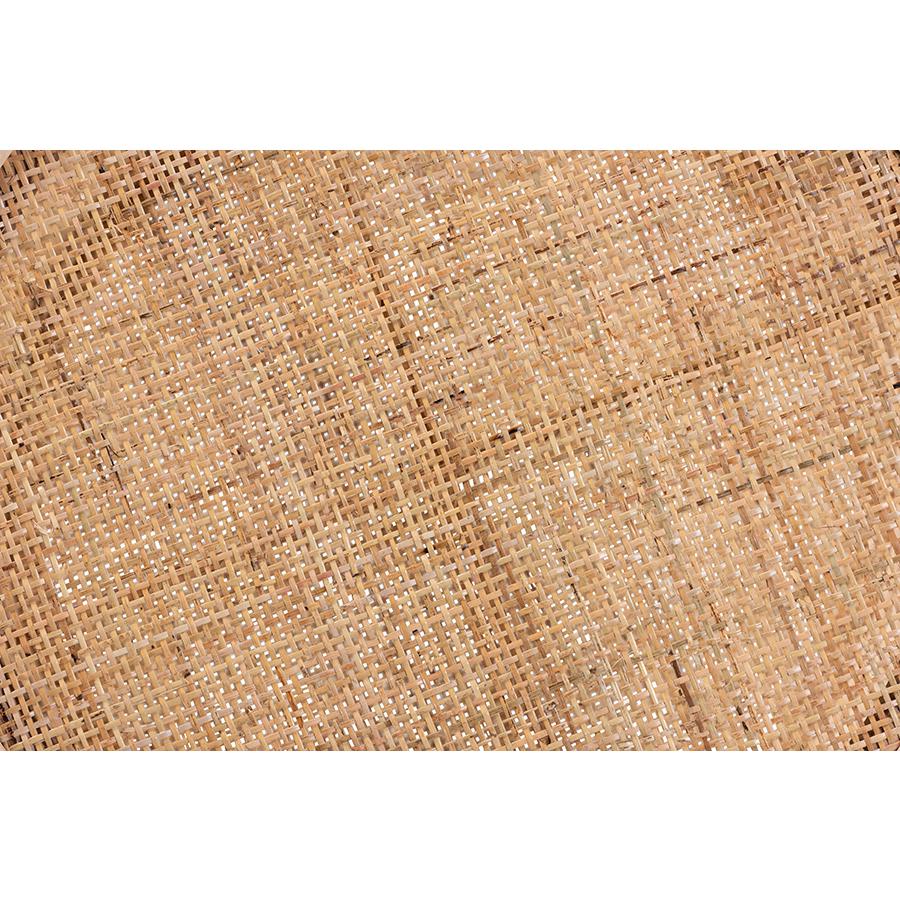 Bohemian Natural Brown Mahogany Wood and Natural Rattan 2-Tier End Table. Picture 5