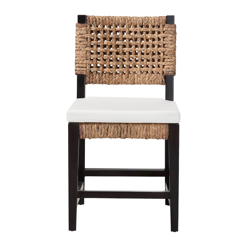 Bohemian Dark Brown Mahogany Wood and Seagrass Dining Chair. Picture 3