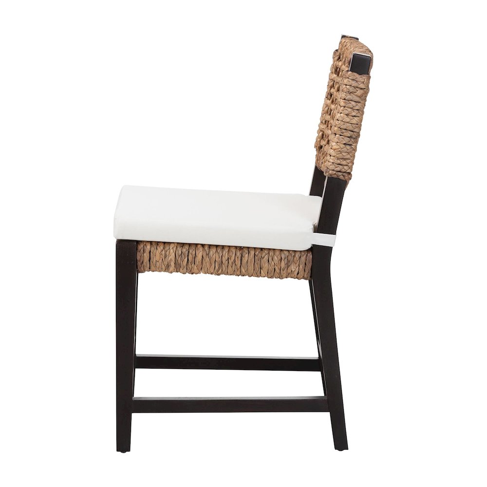 Bohemian Dark Brown Mahogany Wood and Seagrass Dining Chair. Picture 4