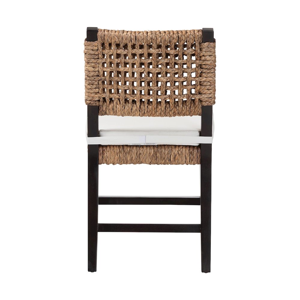 Bohemian Dark Brown Mahogany Wood and Seagrass Dining Chair. Picture 5