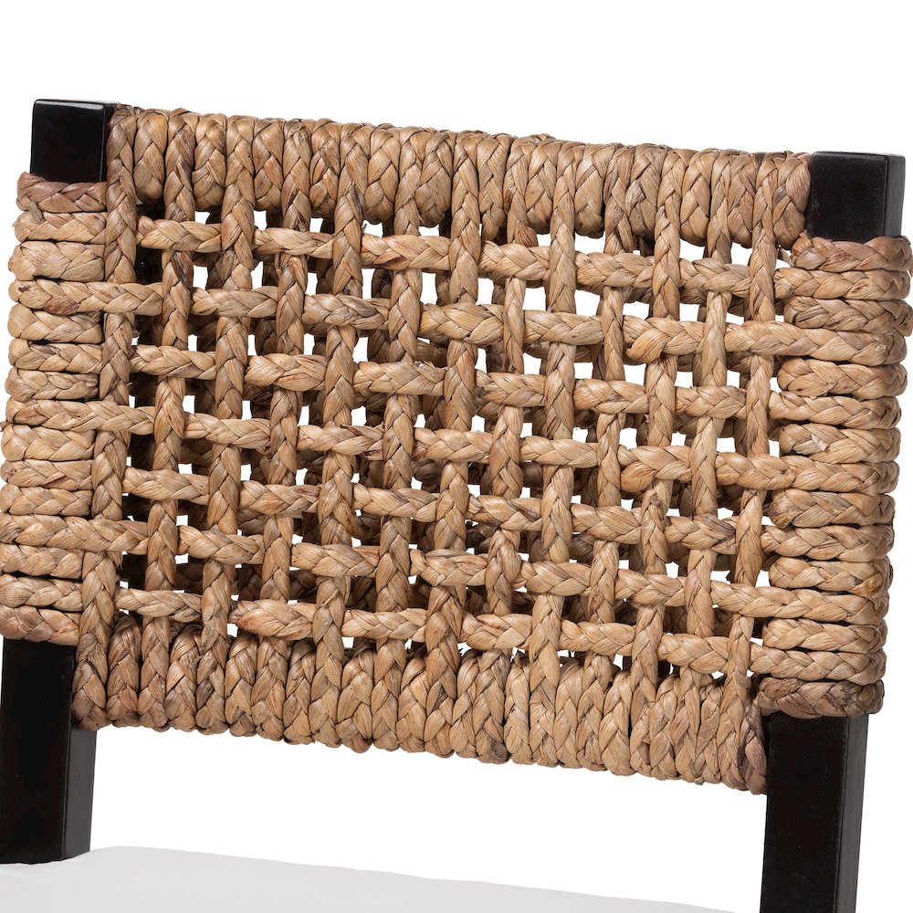 Bohemian Dark Brown Mahogany Wood and Seagrass Dining Chair. Picture 6