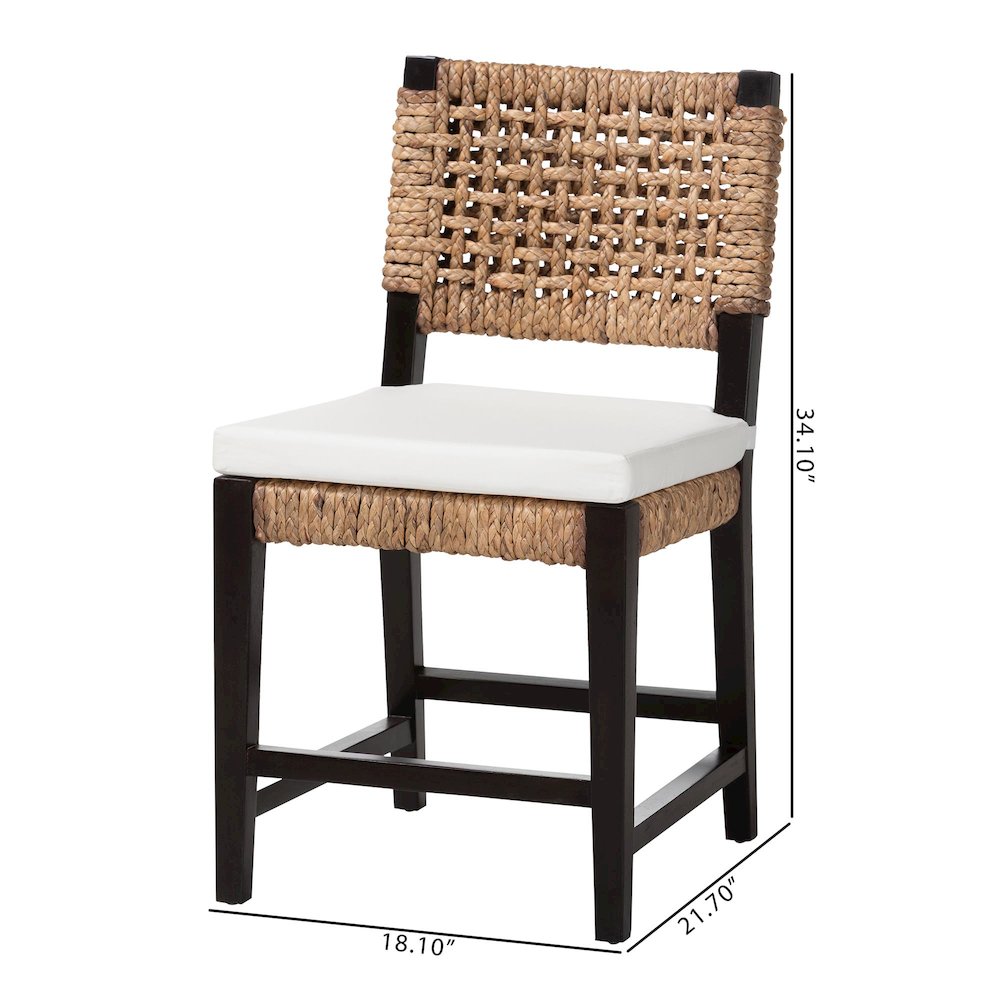 Bohemian Dark Brown Mahogany Wood and Seagrass Dining Chair. Picture 10