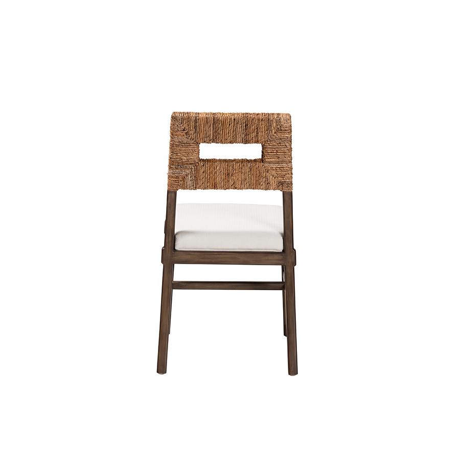 Bohemian Dark Brown Finished Mahogany Wood and Natural Rattan Dining Chair. Picture 4