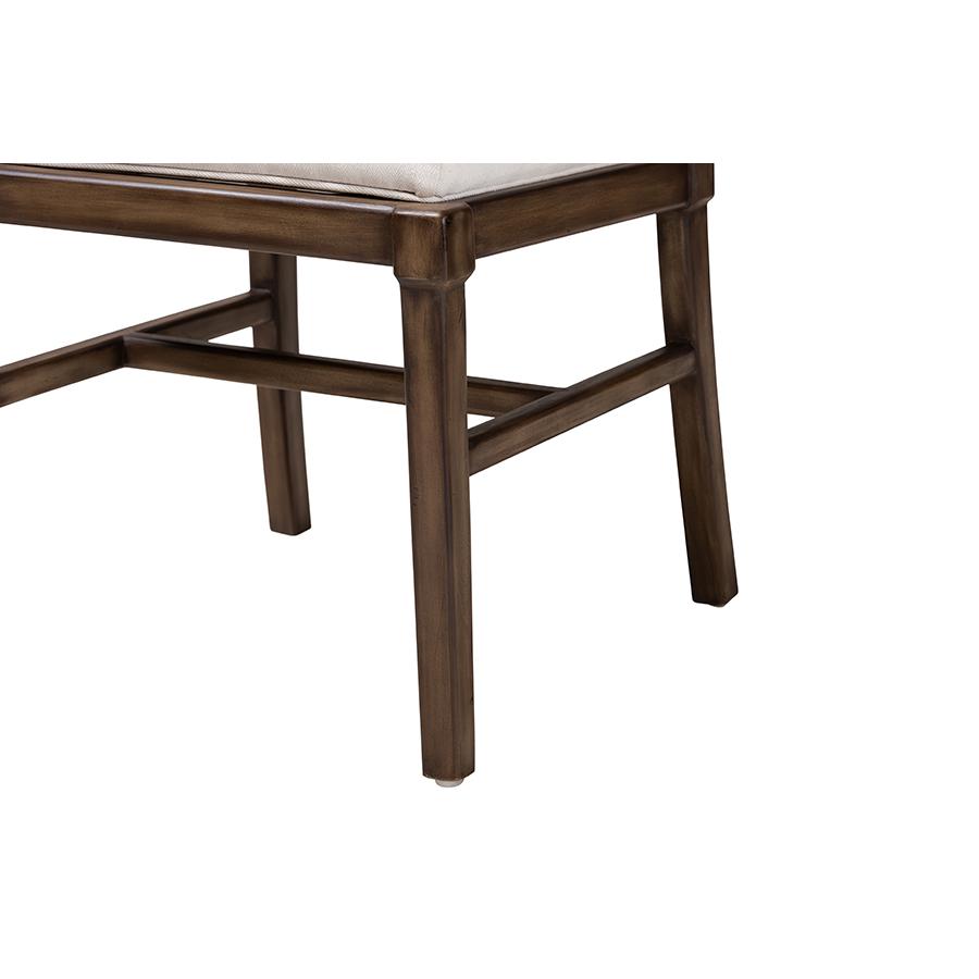 Bohemian Dark Brown Finished Mahogany Wood and Natural Rattan Dining Chair. Picture 6