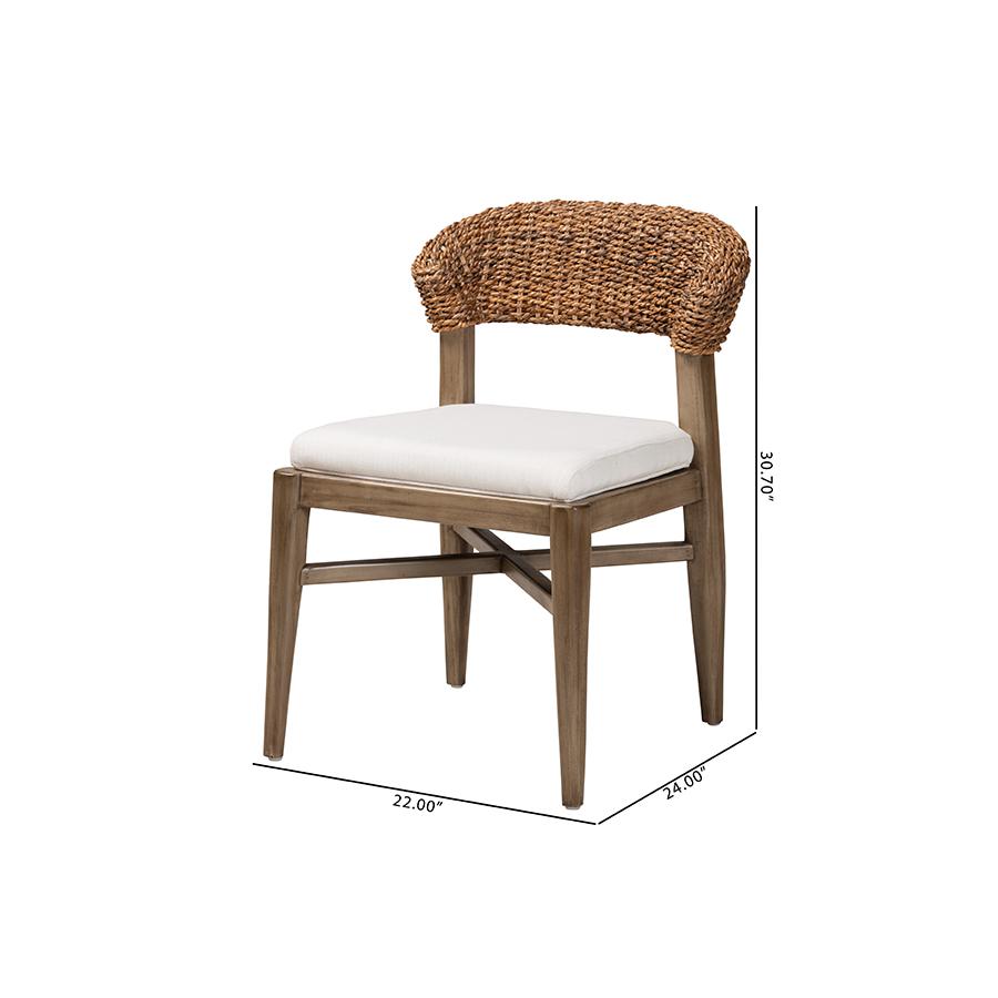 Bohemian Walnut Brown Finished Mahogany Wood and Natural Rattan Dining Chair. Picture 10