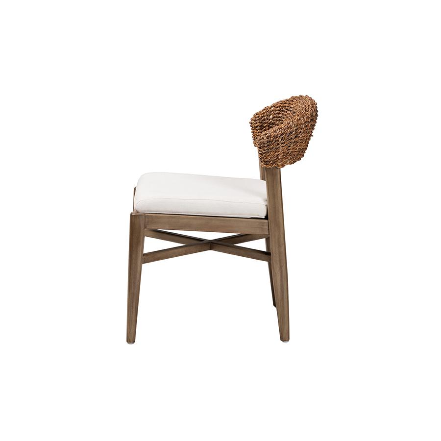 Bohemian Walnut Brown Finished Mahogany Wood and Natural Rattan Dining Chair. Picture 3