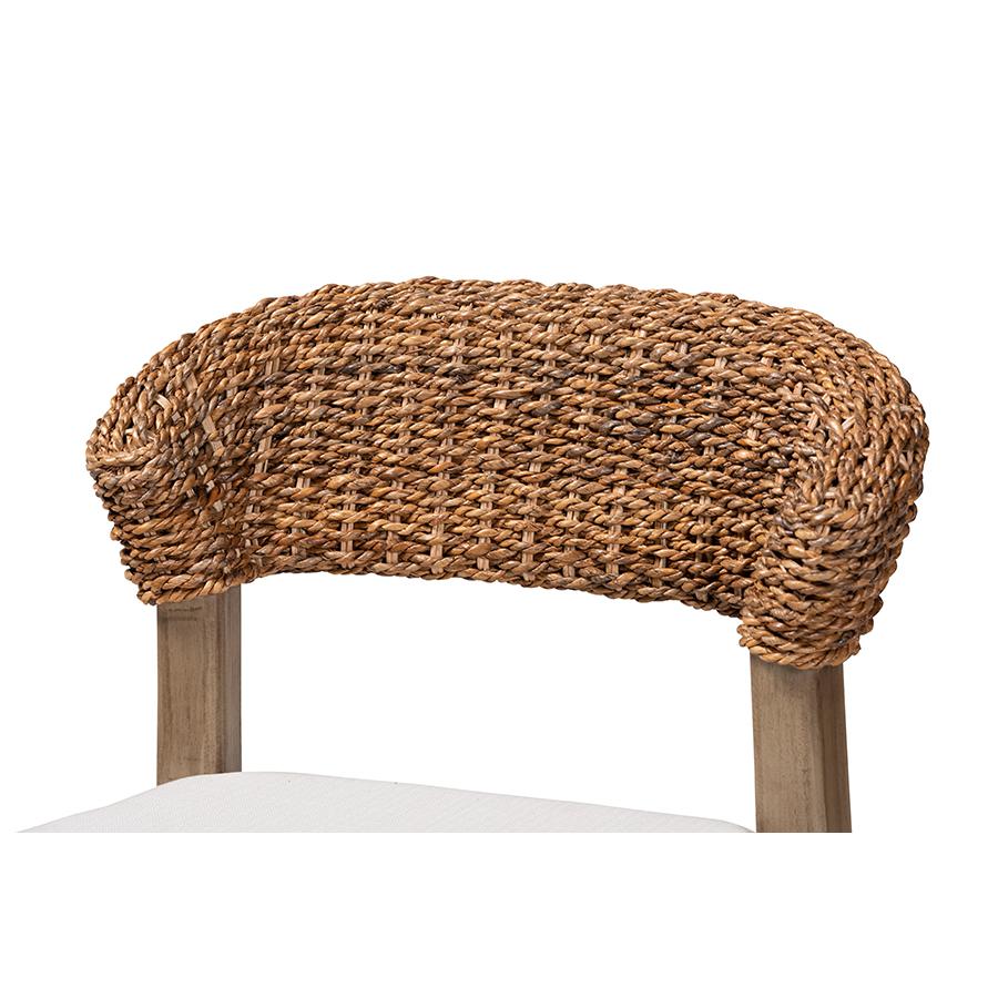 Bohemian Walnut Brown Finished Mahogany Wood and Natural Rattan Dining Chair. Picture 5