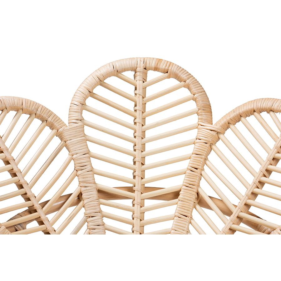 bali & pari Bianca Modern Bohemian Natural Brown Rattan Flower Chair. Picture 7