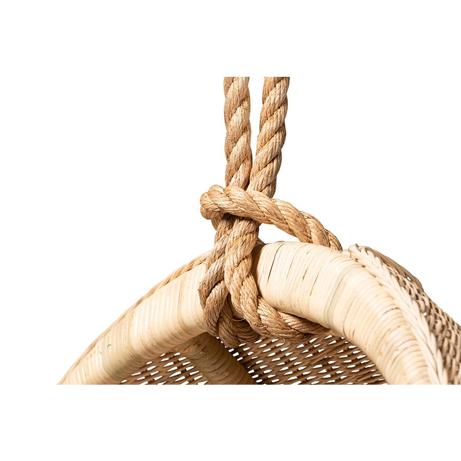bali & pari Umika Modern Bohemian Natural Brown Rattan Hanging Chair. Picture 4