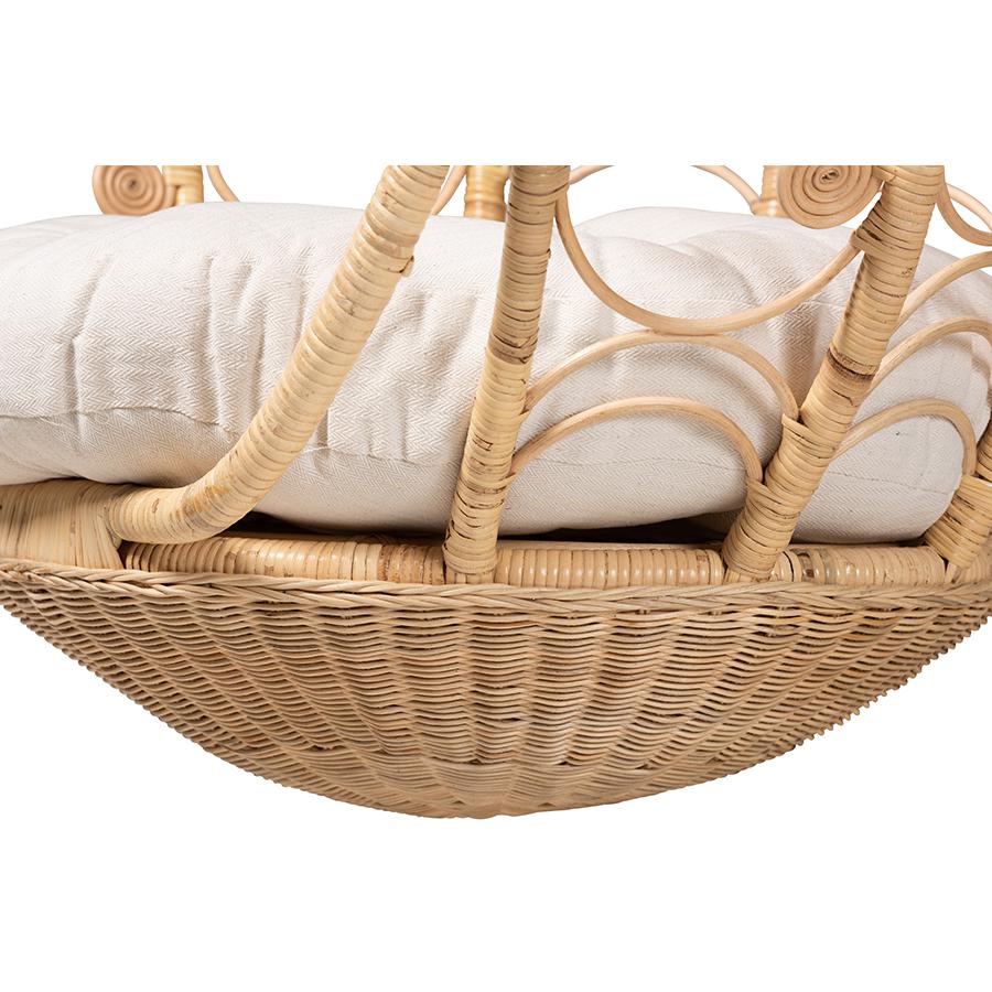 bali & pari Umika Modern Bohemian Natural Brown Rattan Hanging Chair. Picture 5
