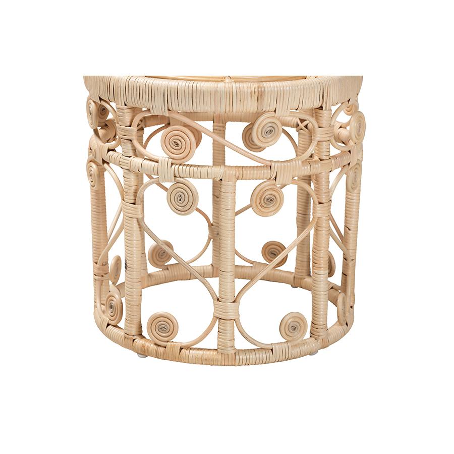 Bohemian Natural Brown Rattan 2-Piece Nesting End Table Set. Picture 3