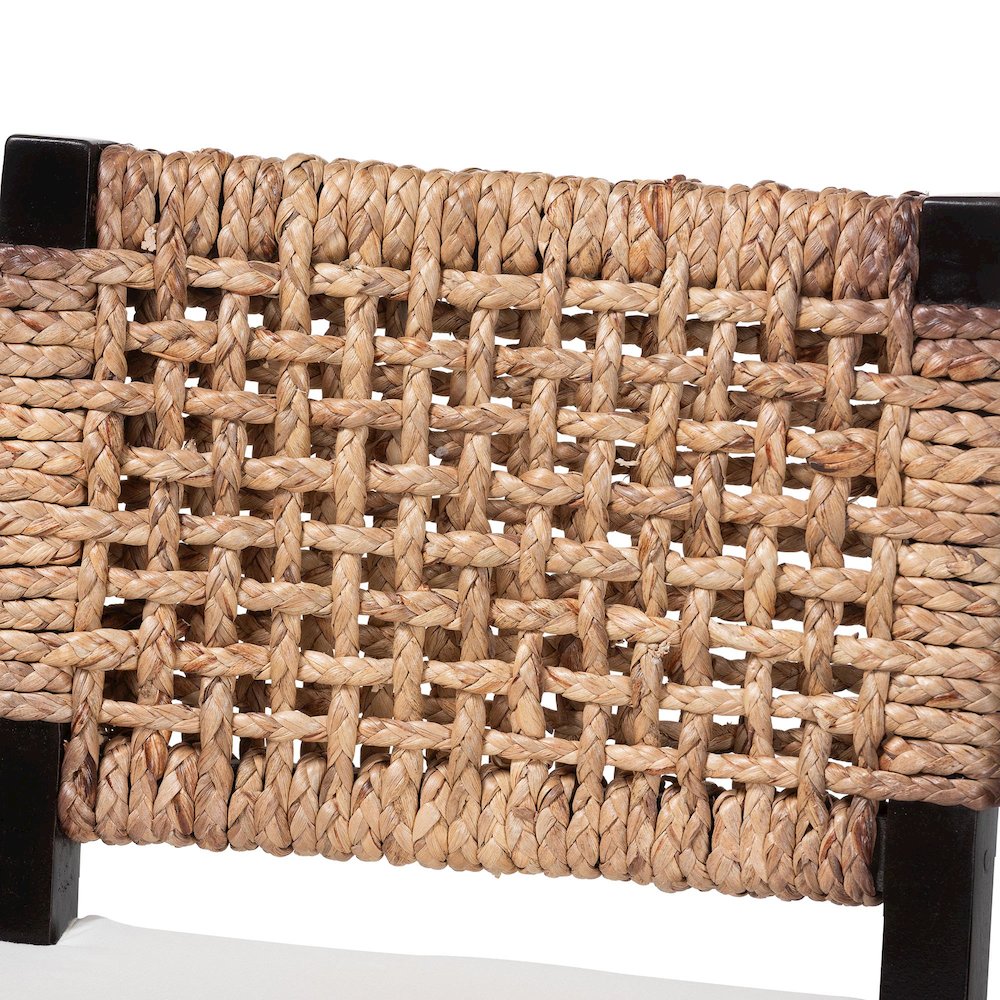 Bohemian Dark Brown Mahogany Wood and Seagrass Counter Stool. Picture 6