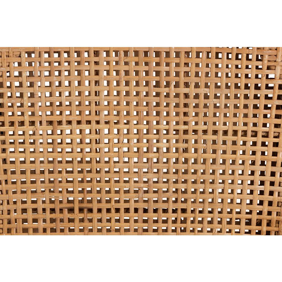 Bohemian Natural Brown Rattan and Espresso Brown Mahogany Wood Dining Chair. Picture 7