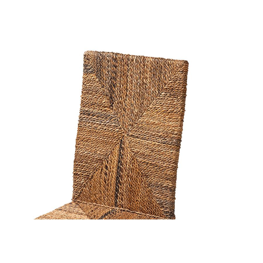 Bohemian Dark Brown Mahogany Wood and Seagrass Dining Chair. Picture 5