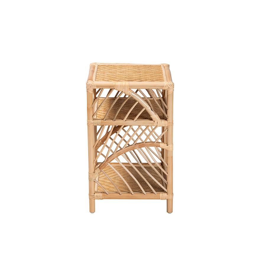 bali & pari Baara Modern Bohemian Natural Brown Rattan Nightstand. Picture 3
