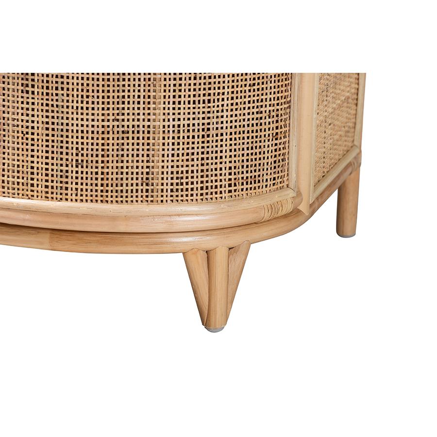 bali & pari Oleta Modern Bohemian Natural Brown Rattan 2-Drawer Nightstand. Picture 6