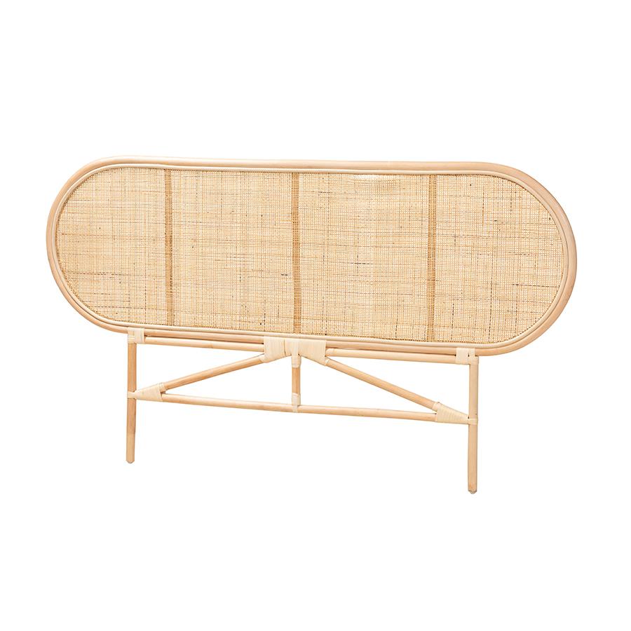 Bohemian Natural Brown Rattan Queen Size Standalone Headboard. Picture 1