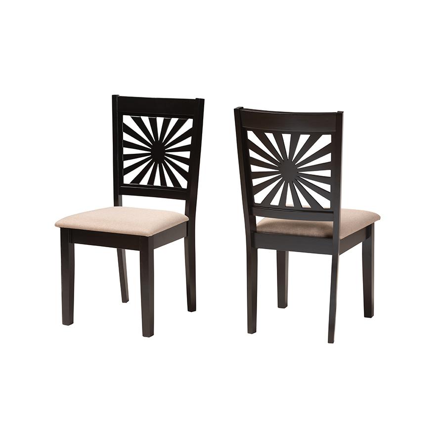 Olympia Modern Beige Fabric and Espresso Brown Finished Wood Dining Chair. Picture 1