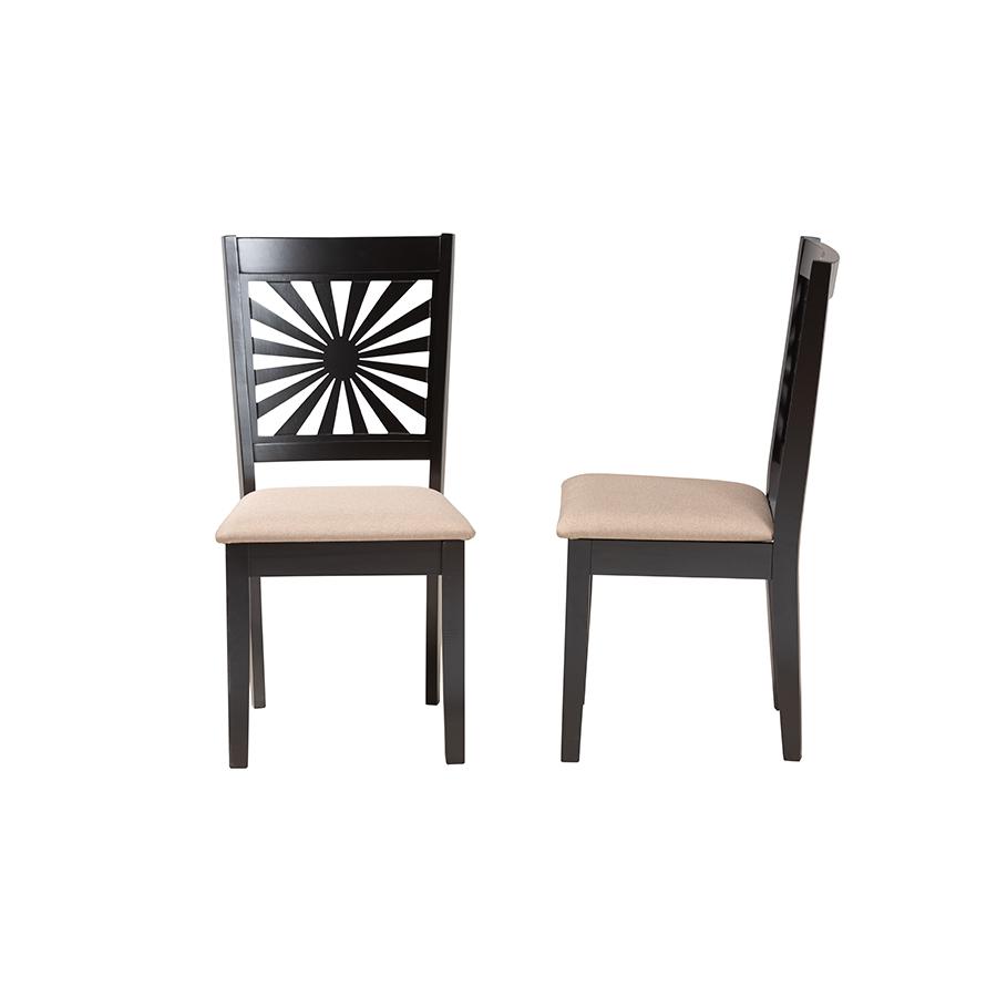 Olympia Modern Beige Fabric and Espresso Brown Finished Wood Dining Chair. Picture 3