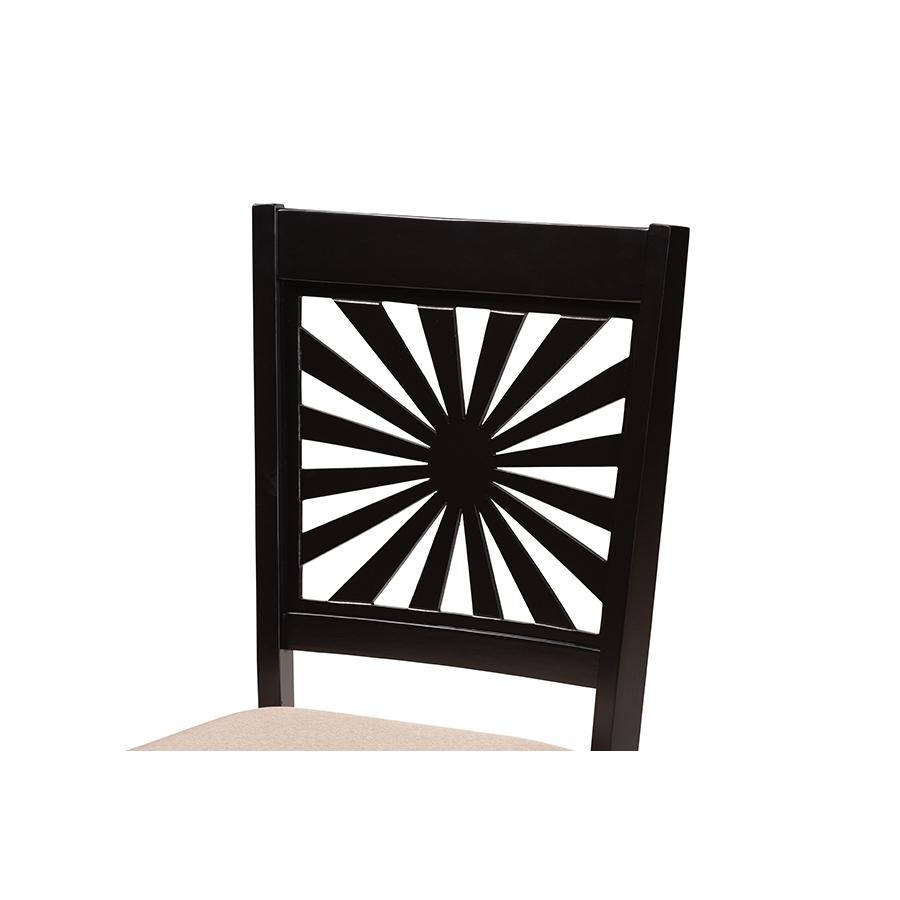 Olympia Modern Beige Fabric and Espresso Brown Finished Wood Dining Chair. Picture 4