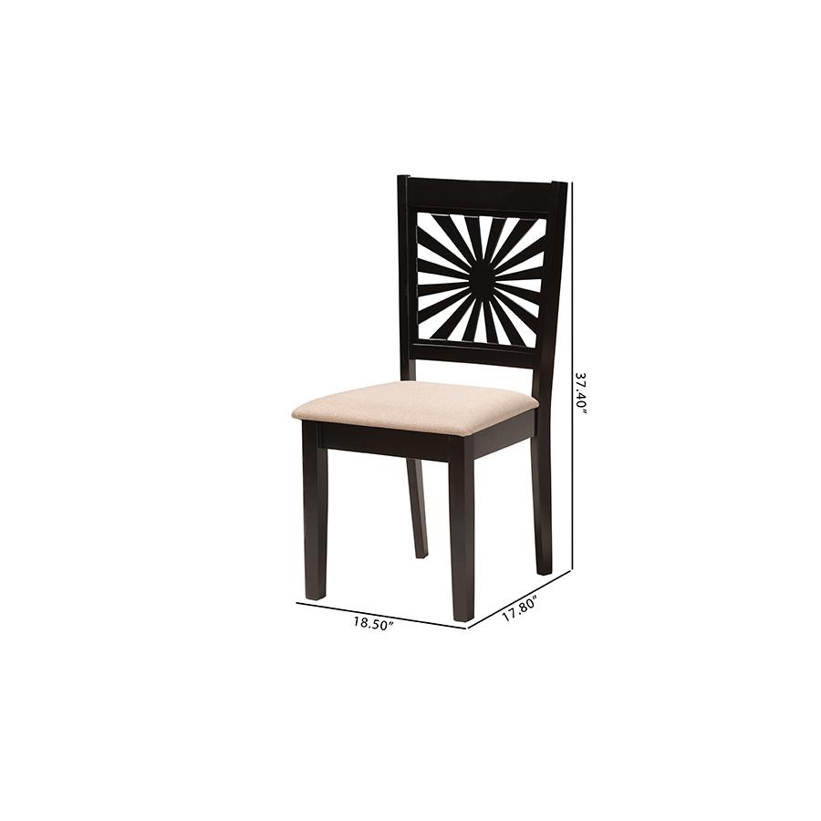 Olympia Modern Beige Fabric and Espresso Brown Finished Wood Dining Chair. Picture 9