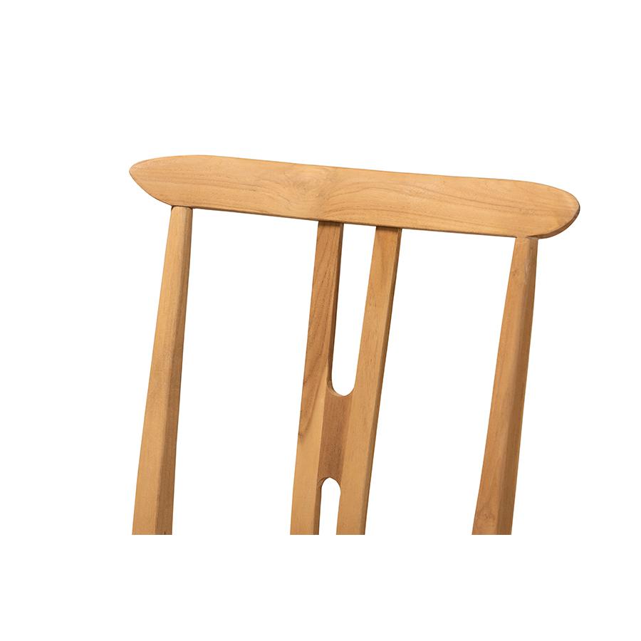 Bohemian Natural Brown Teak Wood and Seagrass 2-Piece Dining Chair Set. Picture 4