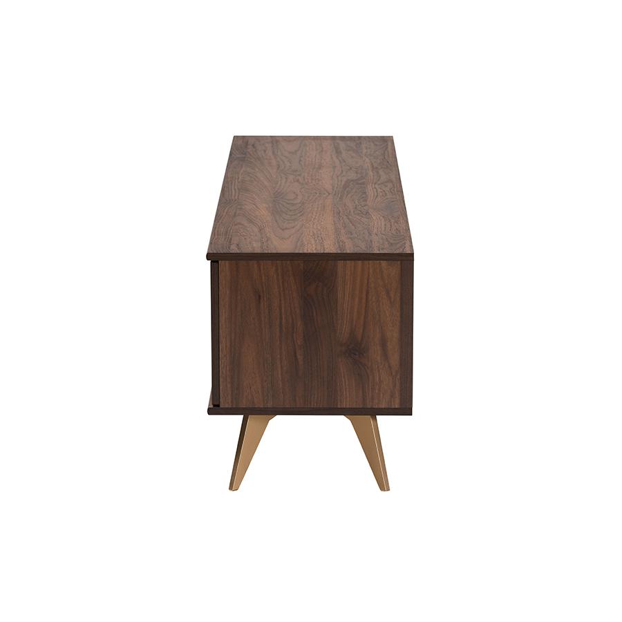 Transitional Walnut Brown Finished Wood 2-Door TV Stand. Picture 4