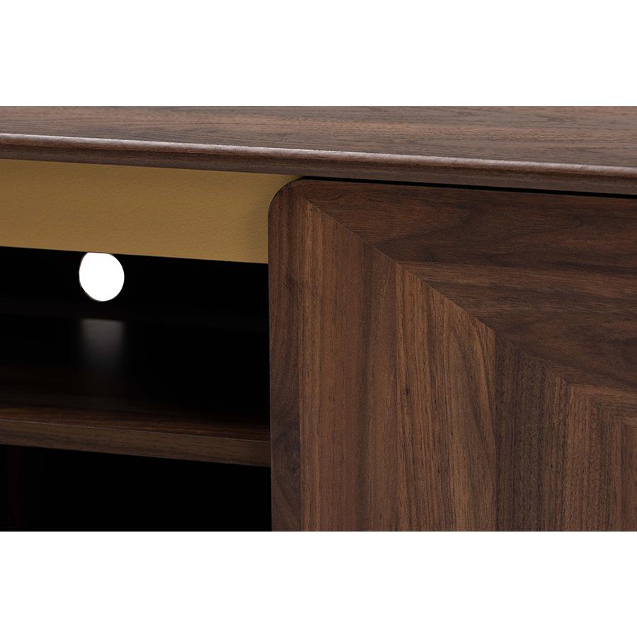 Transitional Walnut Brown Finished Wood 2-Door TV Stand. Picture 5