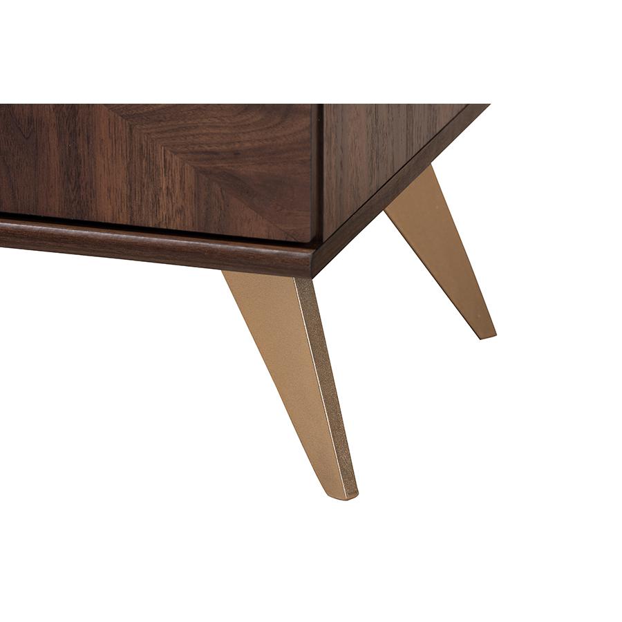 Transitional Walnut Brown Finished Wood 2-Door TV Stand. Picture 6