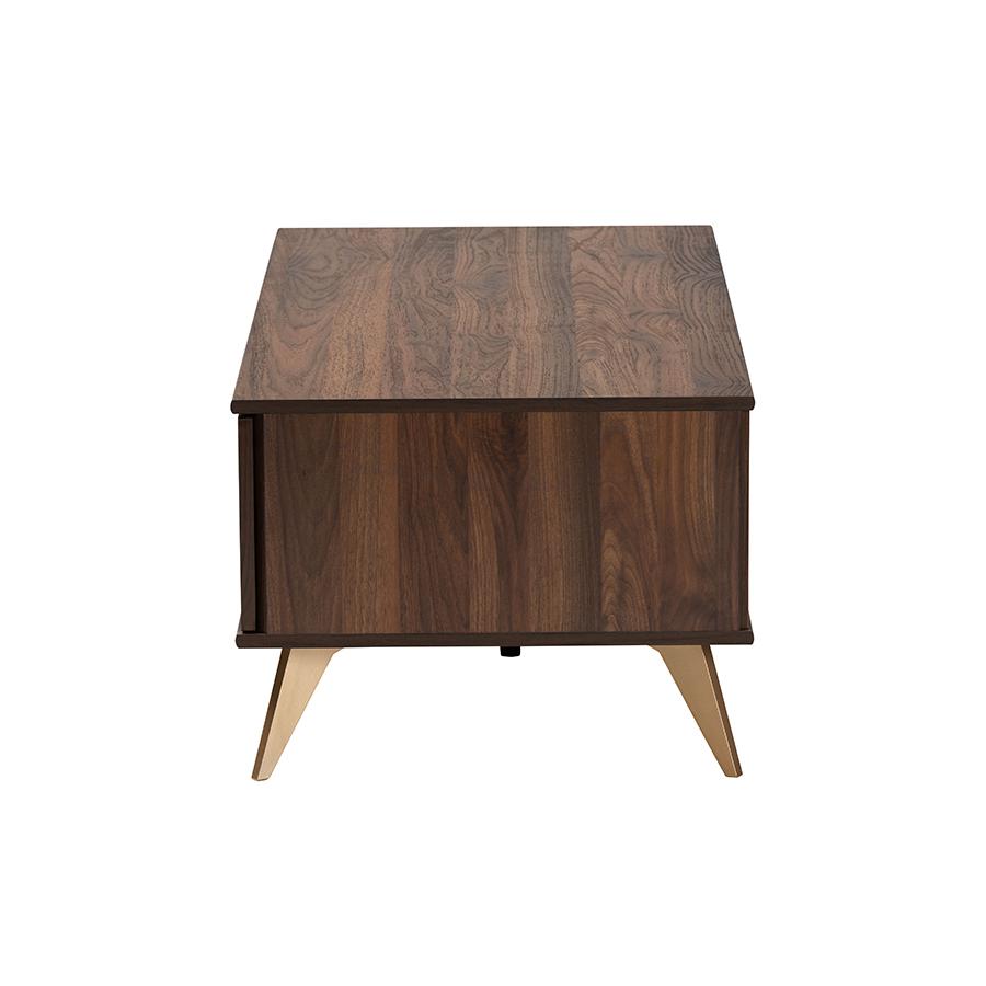 Transitional Walnut Brown Finished Wood 2-Drawer Coffee Table. Picture 4