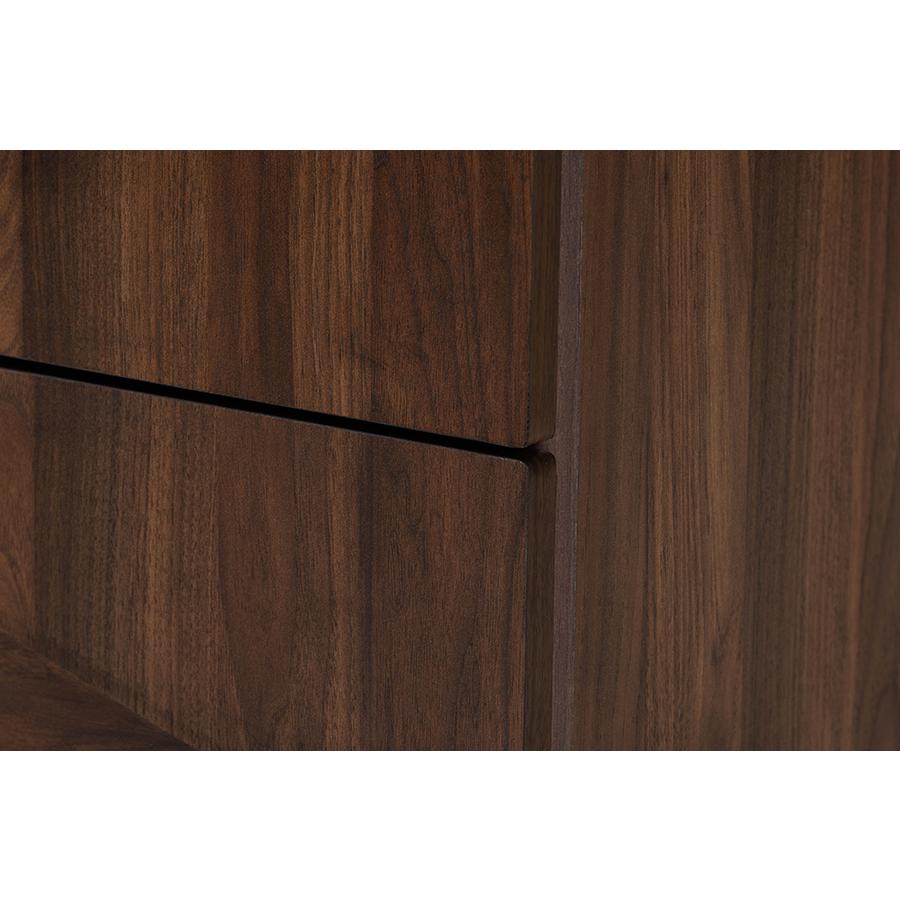 Transitional Walnut Brown Finished Wood 2-Drawer Nightstand. Picture 5